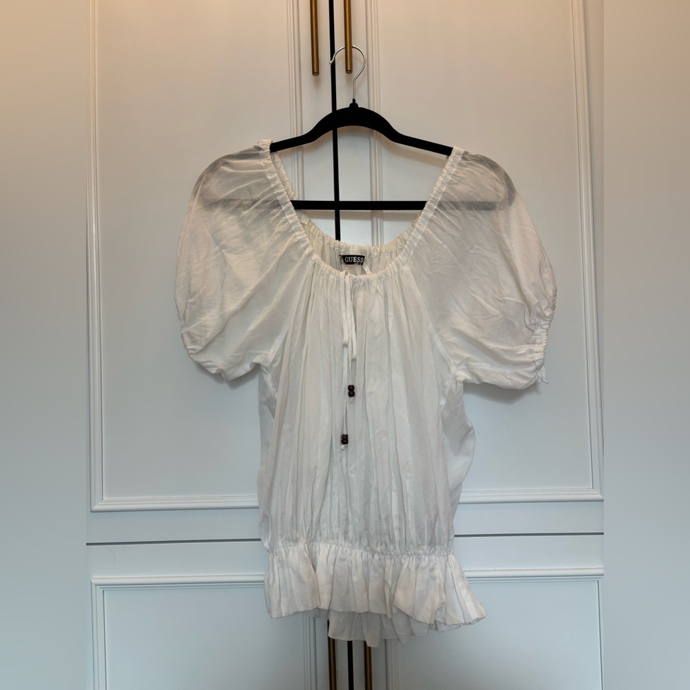 Guess Cream Puff Sleeve Blouse